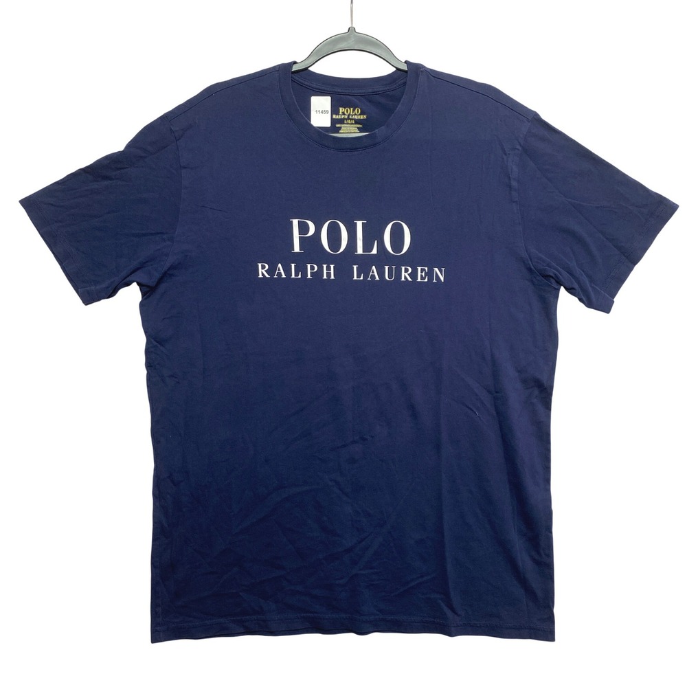 Polo Ralph Lauren T-Shirt Mens Large Navy Logo Graphic Crew Neck Cotton